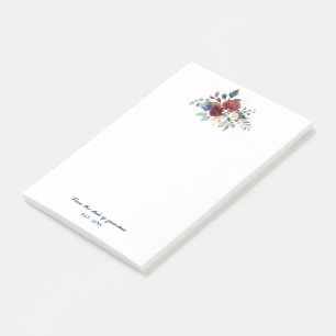 Elegant Floral Script Bloom Custom Post-it Notes