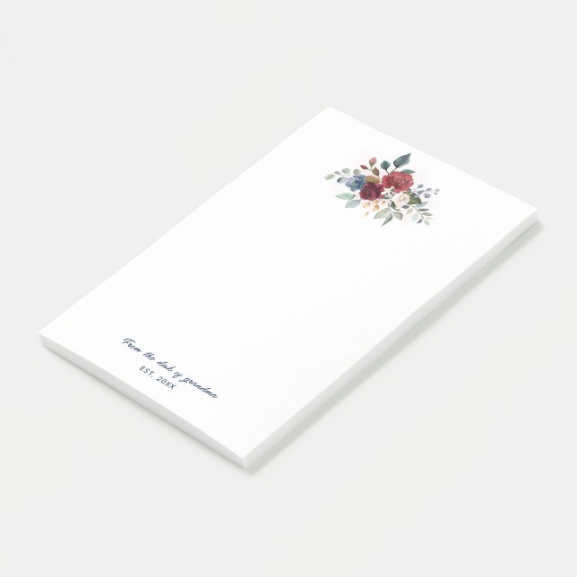 Elegant Floral Script Bloom Custom Post-it Notes (Angled)