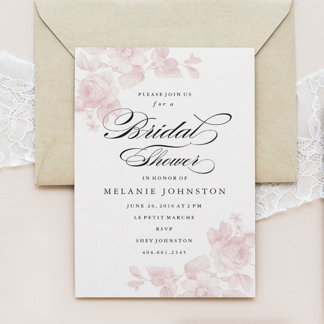 Elegant Floral Script Bridal Shower Invitation (Creator Uploaded)