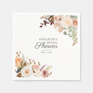 Elegant Floral Script Bridal Shower Paper Napkin