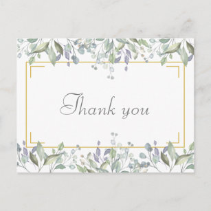 Elegant Floral Script Business Thank You Postcard