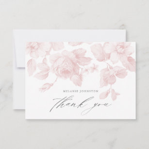 Elegant Floral Script Pink Baby Shower Thank You Card