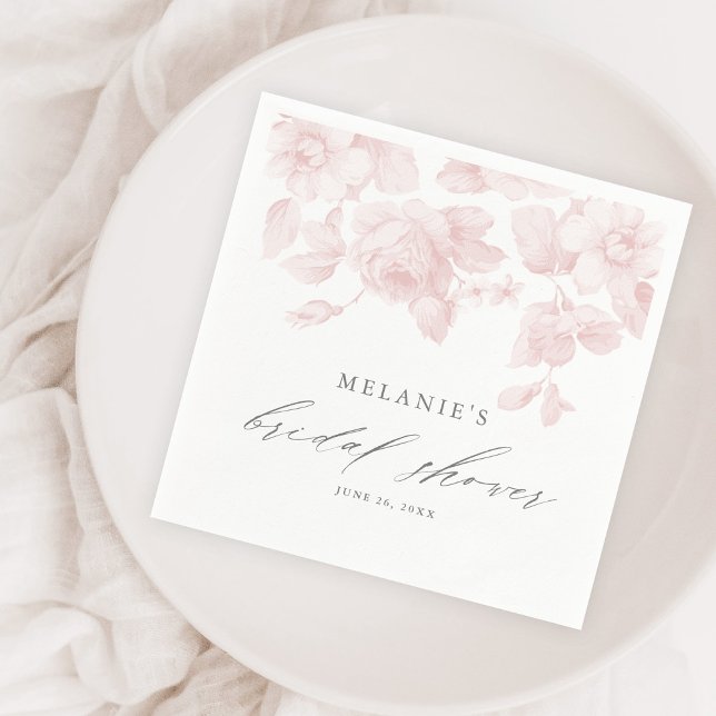 Elegant Floral Script Pink Bridal Shower Napkin (Creator Uploaded)