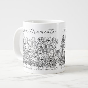 Elegant Floral Script Saying Boho Line Art  Large Coffee Mug