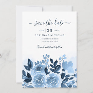 Elegant Floral Script Watercolor Botanical Wedding Save The Date