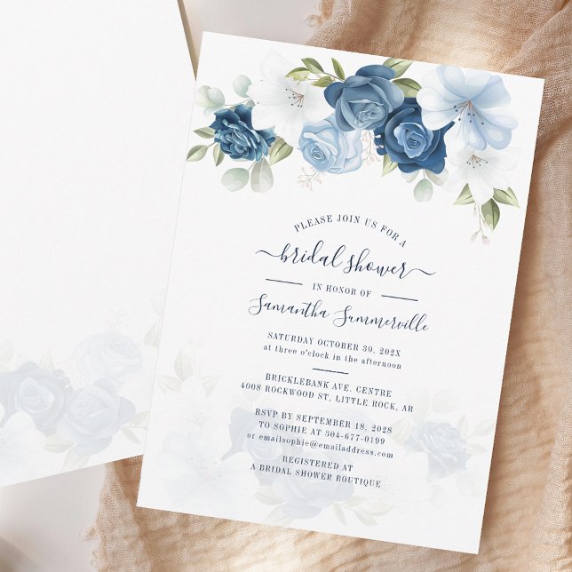 Elegant Floral Script Watercolor Bridal Shower Invitation (Elegant Floral Script Watercolor Bridal Shower Invitation)