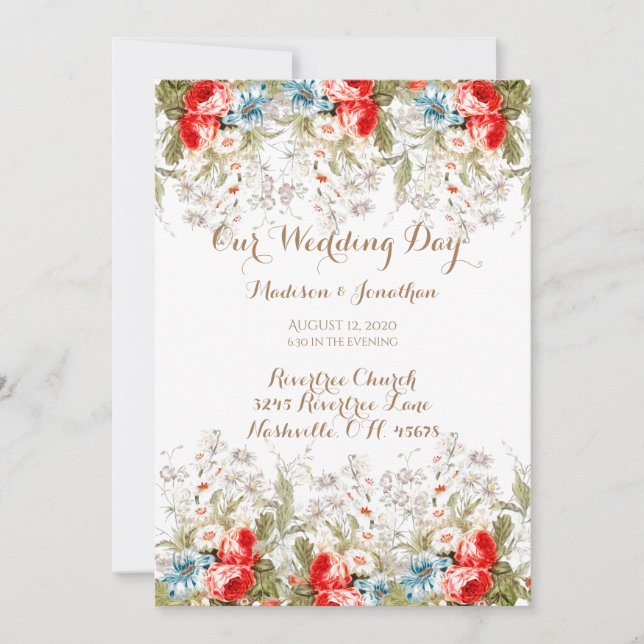 Elegant Floral Script Wedding Invitation (Front)