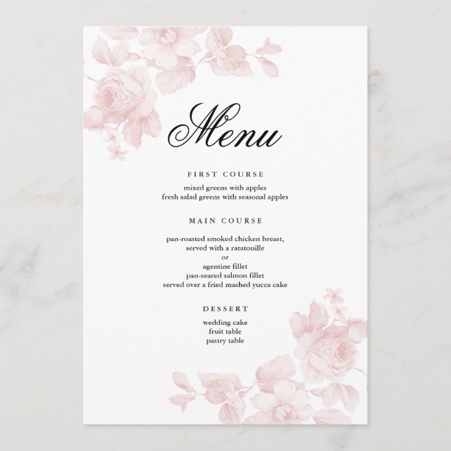 Elegant Floral Script Wedding Menu (Front)
