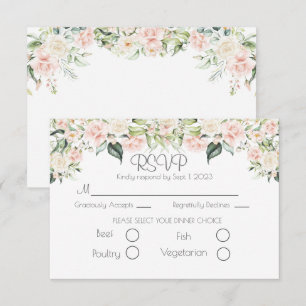 Elegant Floral Script Wedding RSVP Card