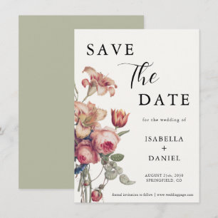 Elegant Floral Script Wedding Save The Date
