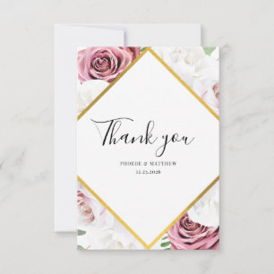 Elegant Floral Script Wedding Thank You Card