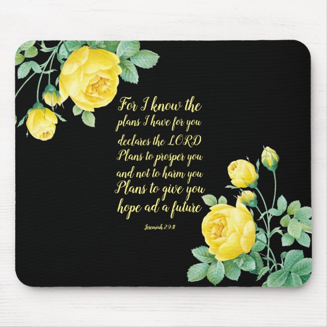 Elegant Floral Scripture 29:11  Mouse Pad (Front)