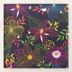 Elegant floral seamless pattern, artistic design. glass coaster