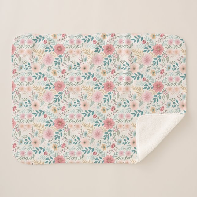 Elegant Floral Seamless Pattern – Sophisticated  Sherpa Blanket (Front (Horizontal))