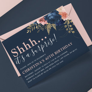 Elegant Floral Shhh..It's a Surprise Birthday Invitation