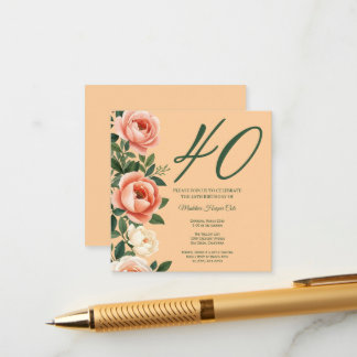 Elegant Floral Side Border Birthday Invitation