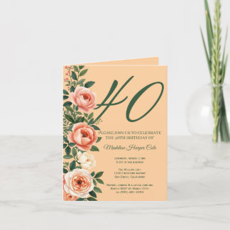 Elegant Floral Side Border Birthday Invitation