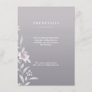Elegant floral silver Chinoiserie Wedding details Enclosure Card
