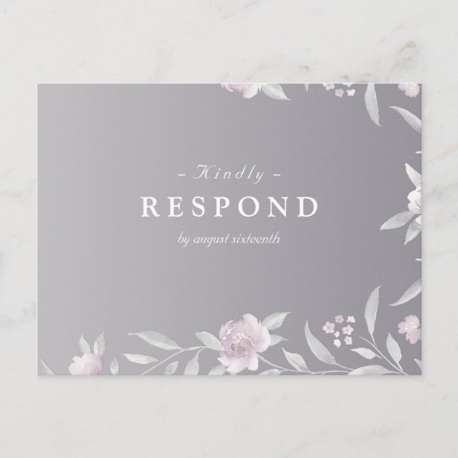 Elegant floral silver Chinoiserie Wedding RSVP Invitation Postcard (Front)