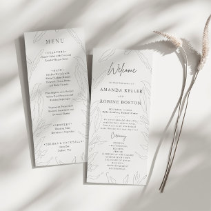 Elegant Floral Sketch Wedding Menu