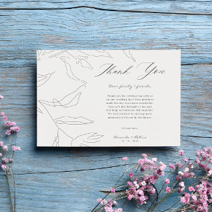 Elegant Floral Sketch Wedding Thank You Card