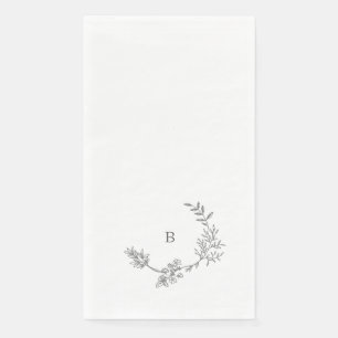 Elegant Floral Sketched Leafy Wedding Napkin