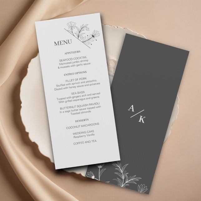 Elegant Floral Smoke grey Wedding Menu (Creator Uploaded)