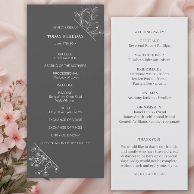 Elegant Floral Smoke Grey Wedding Program (Creator Uploaded)