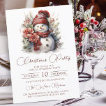 Elegant Floral Snowman Christmas Party Invitation<br><div class="desc">This elegant Christmas party invitation features an elegant watercolor Poinsettia floral snowman. Features Christmas in Red elegant script font on a white background. Perfect for celebrating the holidays in style, this invitation is sure to impress your guests. The invitation can be personalised to include your party details, and any other...</div>