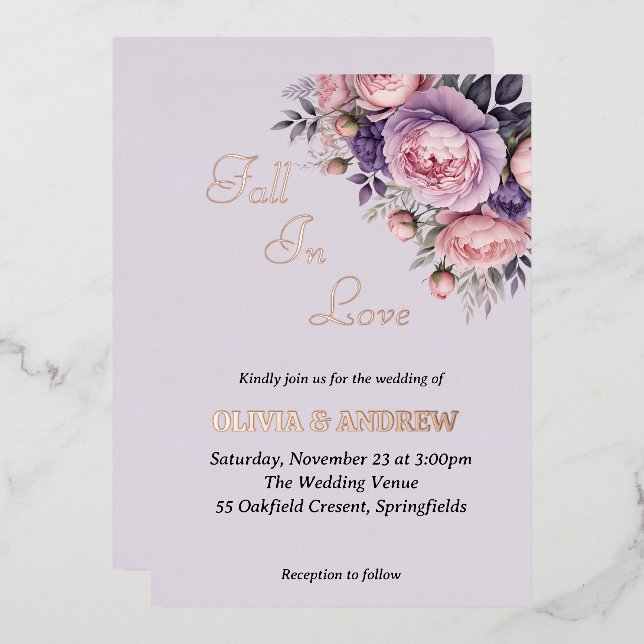 Elegant Floral soft pastel colours Wedding (Front/Back)