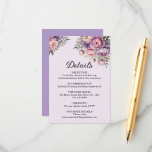 Elegant Floral Soft Pastel Colours Wedding  Enclosure Card