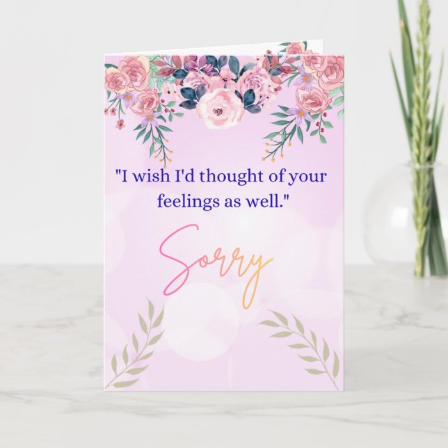 Elegant Floral Sorry Greeting Card with Heartfelt  (Front)