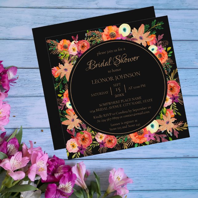Elegant Floral Square Bridal Shower Invitation (Creator Uploaded)