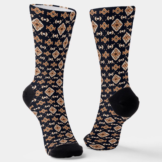 Elegant Floral Square Pattern Socks (Angled)