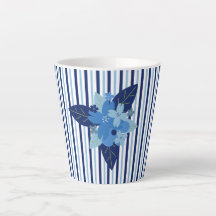 Elegant floral stripes monochromatic blue