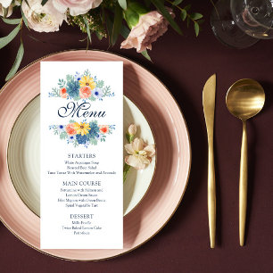 Elegant Floral Succulent Macaron Wedding Menu