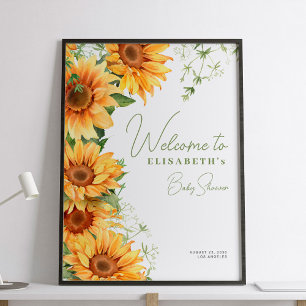 Elegant floral sunflower baby shower welcome sign