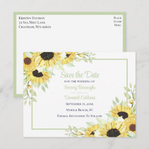 Elegant Floral Sunflower Save the Date Wedding Announcement Postcard