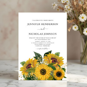 Elegant Floral Sunflower Wedding Invitation