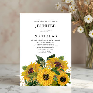 Elegant Floral Sunflower Wedding Invitation