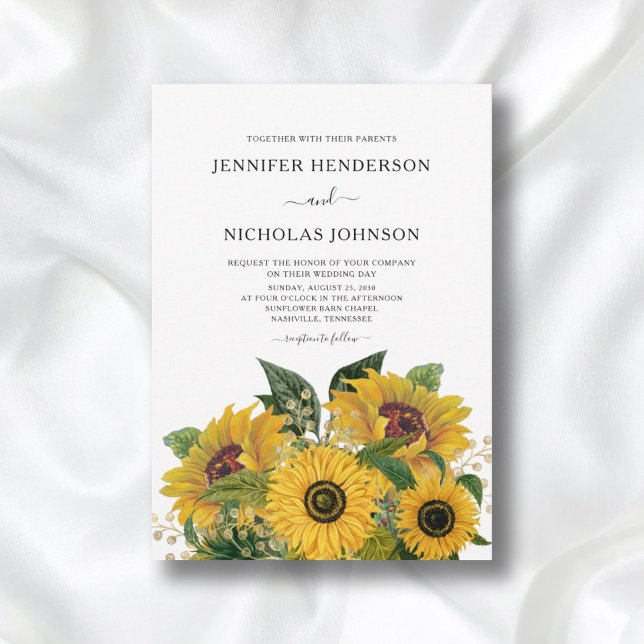 Elegant Floral Sunflower Wedding   Invitation (Creator Uploaded)