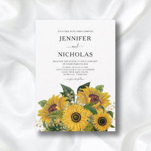 Elegant Floral Sunflower Wedding  Invitation