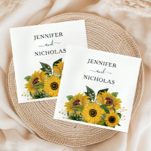 Elegant Floral Sunflower Wedding Napkin
