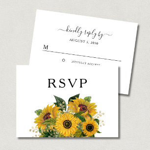 Elegant Floral Sunflower Wedding RSVP Card