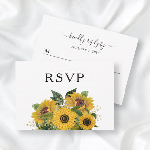 Elegant Floral Sunflower Wedding RSVP Card