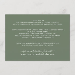 Elegant Floral Sunflowers Green Wedding Details Enclosure Card