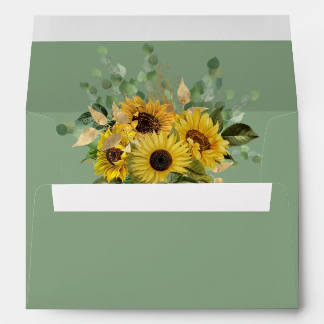Elegant Floral Sunflowers Wedding  Envelope (Back (Bottom))