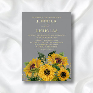 Elegant Floral Sunflowers Wedding Gold