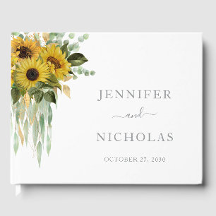 Elegant Floral Sunflowers Wedding Guest Book