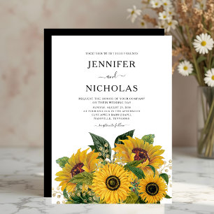Elegant Floral Sunflowers Wedding   Invitation